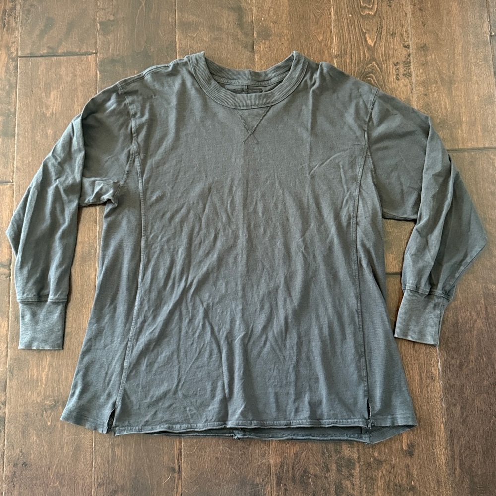 Aerie Charcoal Grey Long Sleeve Cotton Shirt Small